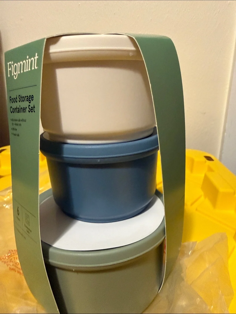 Figmint Stackable Food Storage Set in Blue and White & green